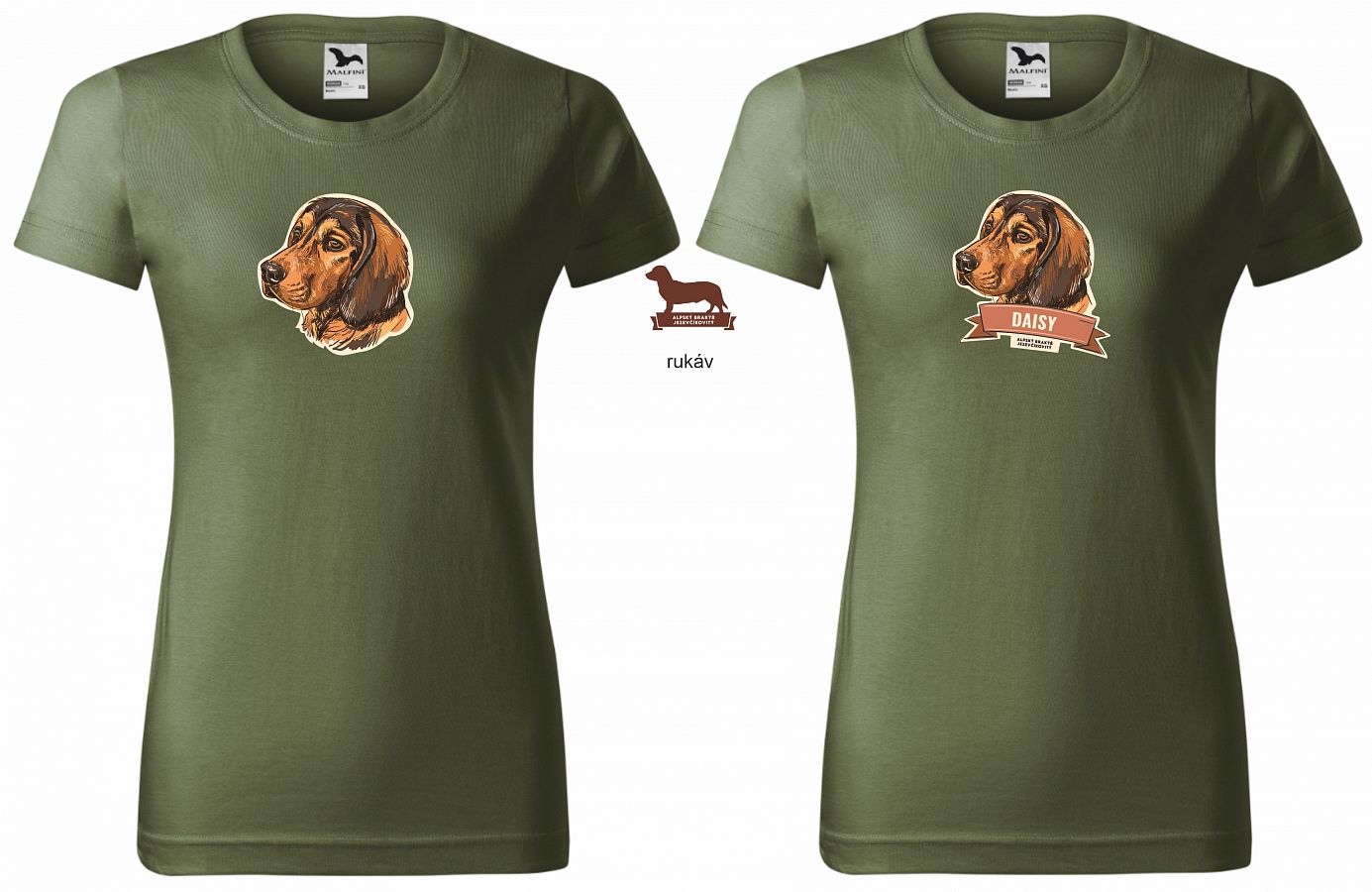 Dámské myslivecké tričko 134 PXT CREATIVE se psem khaki vel. M - Obrázek Dámské myslivecké tričko 134 PXT CREATIVE se psem khaki vel. M - Obrázek